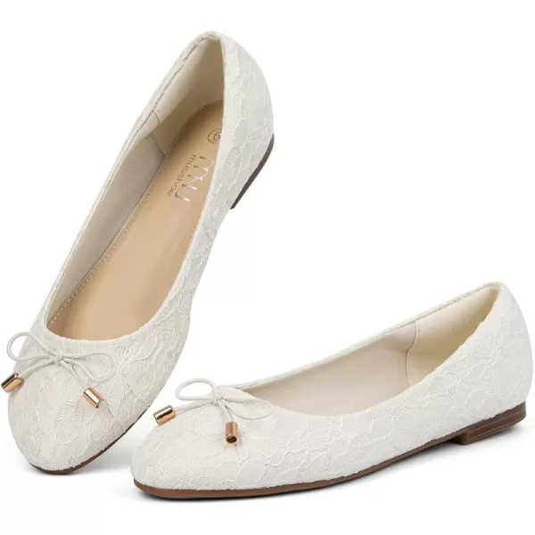 MUSSHOE Women's Flats Comfortable Bowknot Lace Breathable Ballet Flats for Women