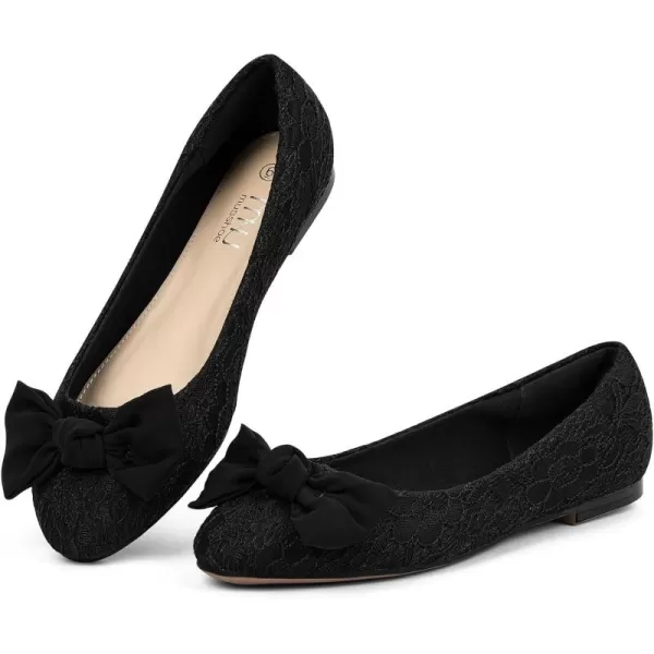 MUSSHOE Women's Flats Comfortable Bowknot Lace Breathable Ballet Flats for Women