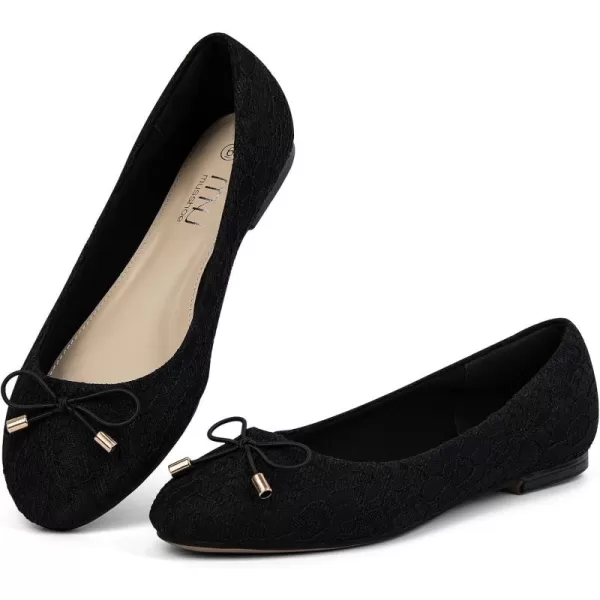 MUSSHOE Women's Flats Comfortable Bowknot Lace Breathable Ballet Flats for Women