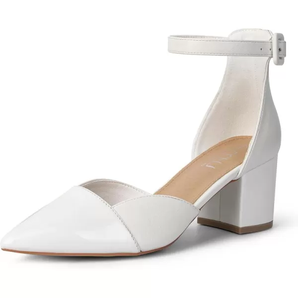 MUSSHOE Women's Pumps Ankle Strap Cap Toe Flats Pointed Closed Toe Heels for Women Comfortable Heels Dress Shoes Work Heels