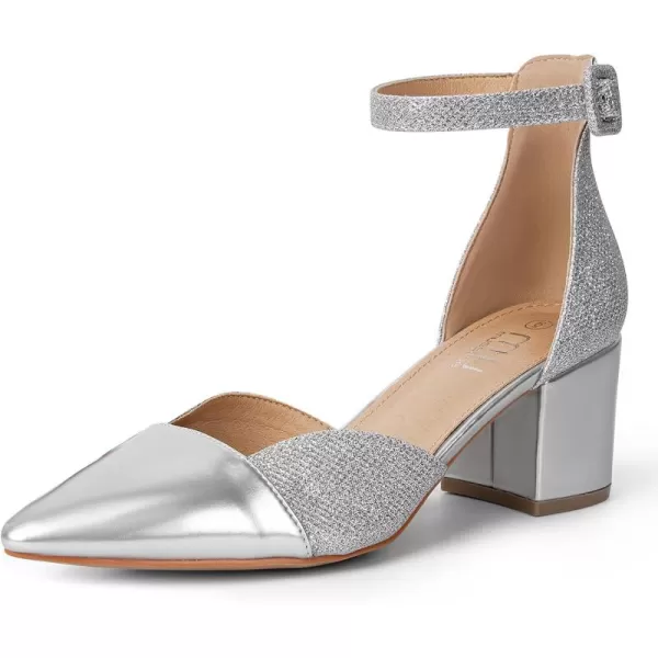 MUSSHOE Women's Pumps Ankle Strap Cap Toe Flats Pointed Closed Toe Heels for Women Comfortable Heels Dress Shoes Work Heels