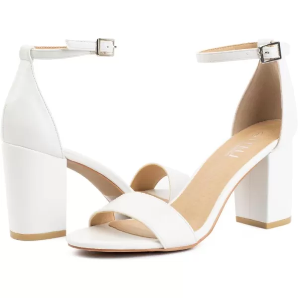 MUSSHOE Women's Sandals Block Chunky Heels for women Open Toe Ankle Buckle with Strappy Party Dress Pumps Shoes 3 inch