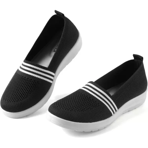 MUSSHOE Womens Walking Shoes Slip on Comfortable Elastic Knit Women Sneakers