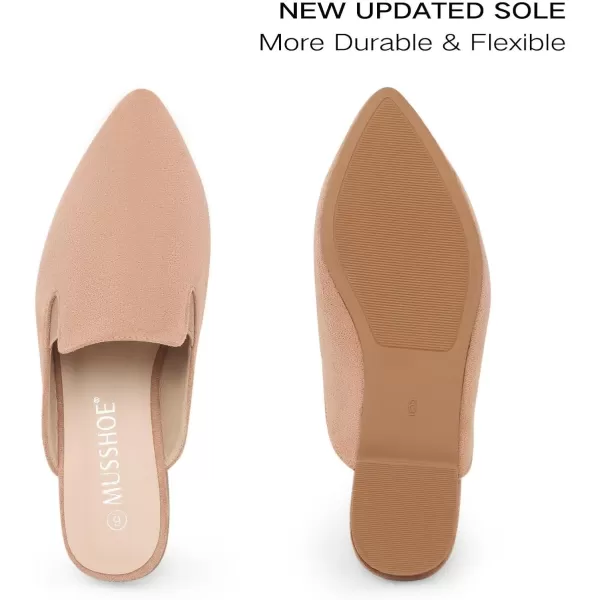 MUSSHOE Mules for Women Flats Slip On Elastic Comfortable Pointed Toe Womens Mules Shoes
