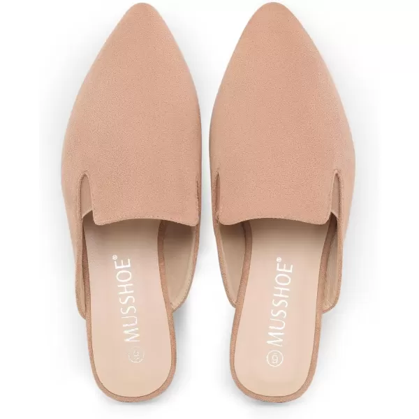 MUSSHOE Mules for Women Flats Slip On Elastic Comfortable Pointed Toe Womens Mules Shoes