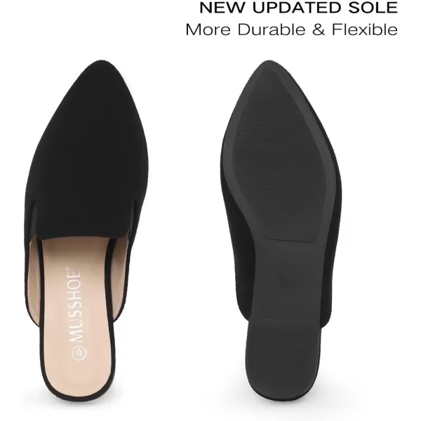 MUSSHOE Mules for Women Flats Slip On Elastic Comfortable Pointed Toe Womens Mules Shoes