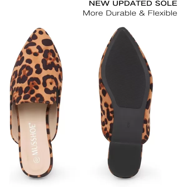 MUSSHOE Mules for Women Flats Slip On Elastic Comfortable Pointed Toe Womens Mules Shoes