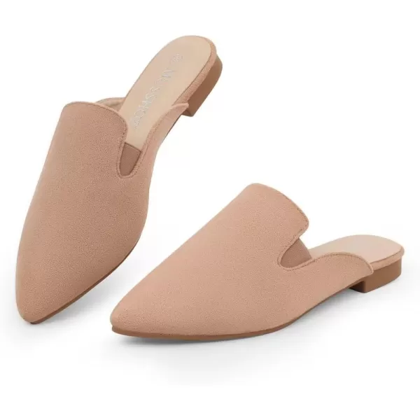 MUSSHOE Mules for Women Flats Slip On Elastic Comfortable Pointed Toe Womens Mules Shoes