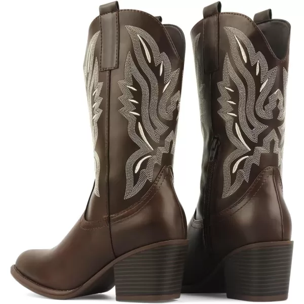 MUSSHOE Cowgirl Boots Cowboy Boots for Women Metallic Boots Embroidered Pointed Toe Chunky Heel Western Boots Women