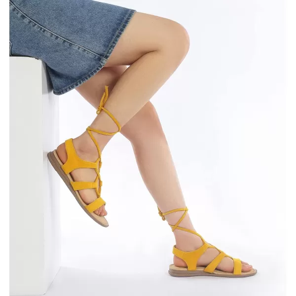 MUSSHOE Flat Sandals for Women Tie Up Lace Up Womens Sandal