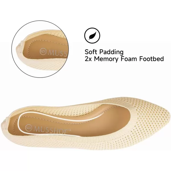 MUSSHOE Flats for Women Comfortable Mesh Women's Flats Knit Memory Foam Pointed Toe Flats Shoes Women
