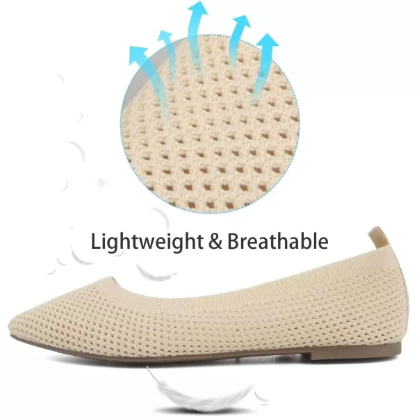 MUSSHOE Flats for Women Comfortable Mesh Women's Flats Knit Memory Foam Pointed Toe Flats Shoes Women