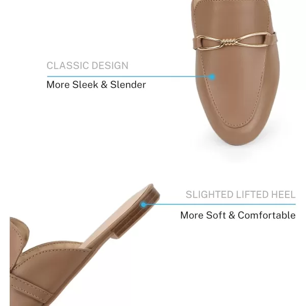 MUSSHOE Women Mules Comfortable Pointed Toe Mules for Women Flats with Buckle