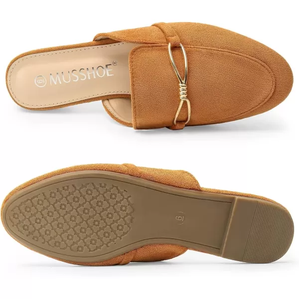 MUSSHOE Women Mules Comfortable Pointed Toe Mules for Women Flats with Buckle