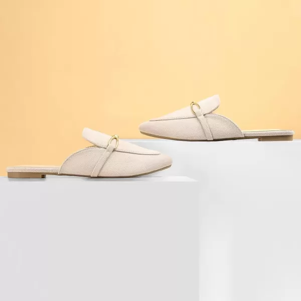 MUSSHOE Women Mules Comfortable Pointed Toe Mules for Women Flats with Buckle