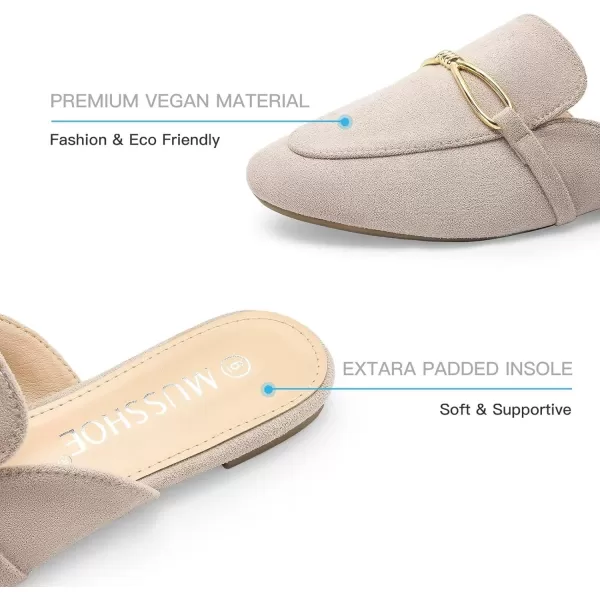 MUSSHOE Women Mules Comfortable Pointed Toe Mules for Women Flats with Buckle