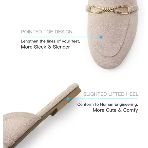 MUSSHOE Women Mules Comfortable Pointed Toe Mules for Women Flats with Buckle