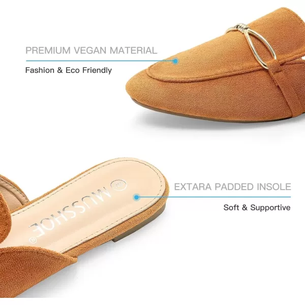 MUSSHOE Women Mules Comfortable Pointed Toe Mules for Women Flats with Buckle