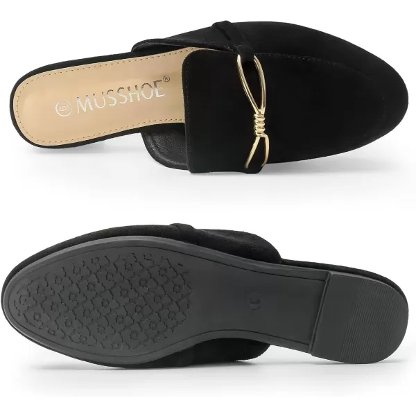 MUSSHOE Women Mules Comfortable Pointed Toe Mules for Women Flats with Buckle