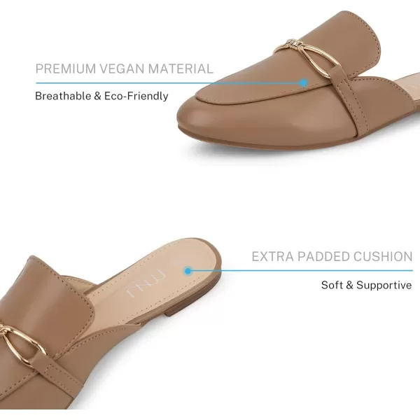 MUSSHOE Women Mules Comfortable Pointed Toe Mules for Women Flats with Buckle