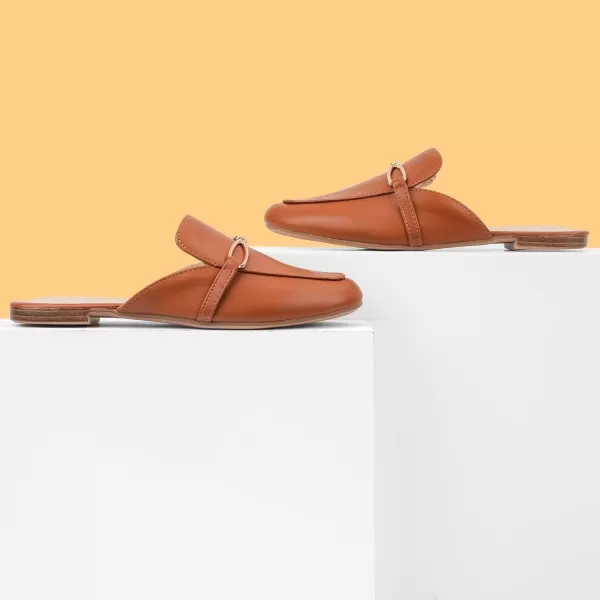 MUSSHOE Women Mules Comfortable Pointed Toe Mules for Women Flats with Buckle