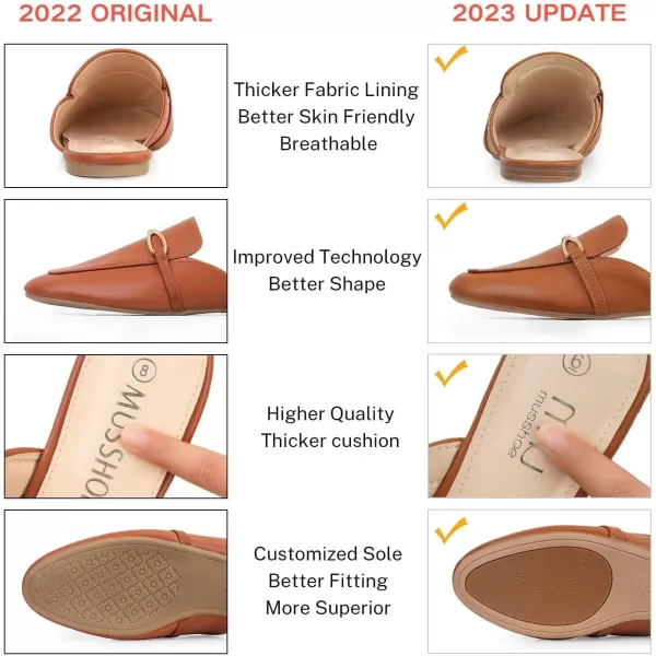 MUSSHOE Women Mules Comfortable Pointed Toe Mules for Women Flats with Buckle