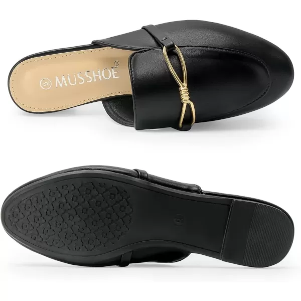 MUSSHOE Women Mules Comfortable Pointed Toe Mules for Women Flats with Buckle