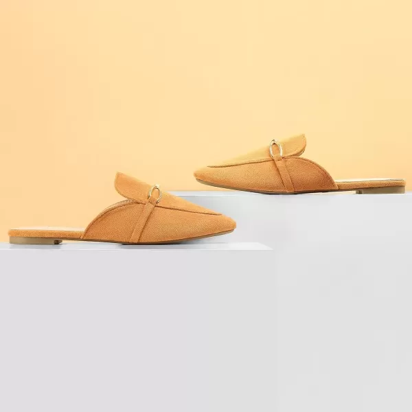 MUSSHOE Women Mules Comfortable Pointed Toe Mules for Women Flats with Buckle