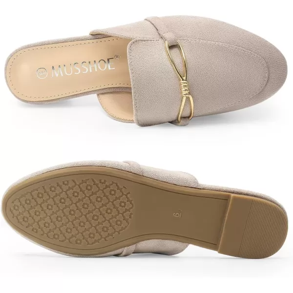 MUSSHOE Women Mules Comfortable Pointed Toe Mules for Women Flats with Buckle