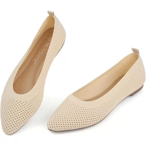 MUSSHOE Flats for Women Comfortable Mesh Women's Flats Knit Memory Foam Pointed Toe Flats Shoes Women
