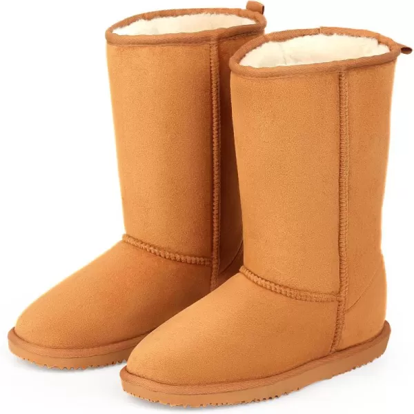 MUSSHOE Women Boots Classic Winter Snow Boots Suede Slip on Booties Fur Lined Warm Boots Comfortable High Calf Winter Boots for Women