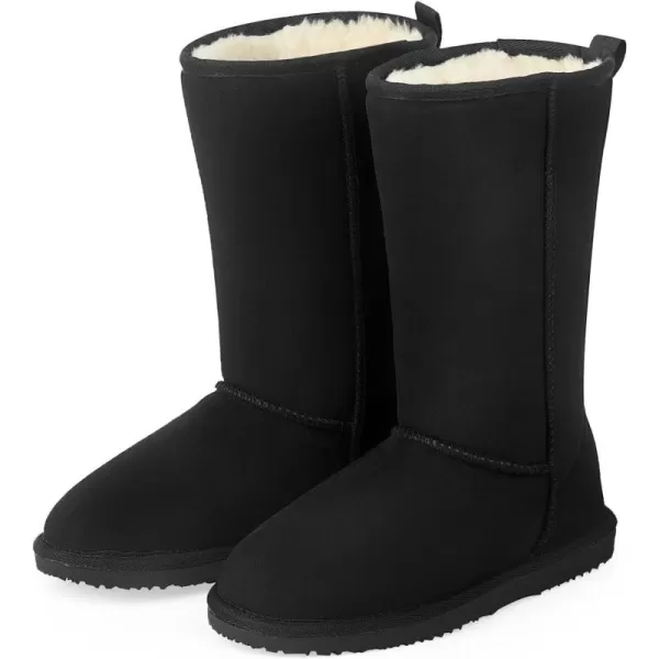 MUSSHOE Women Boots Classic Winter Snow Boots Suede Slip on Booties Fur Lined Warm Boots Comfortable High Calf Winter Boots for Women