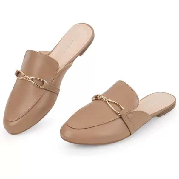 MUSSHOE Women Mules Comfortable Pointed Toe Mules for Women Flats with Buckle