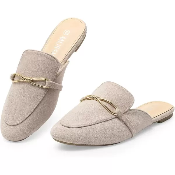MUSSHOE Women Mules Comfortable Pointed Toe Mules for Women Flats with Buckle