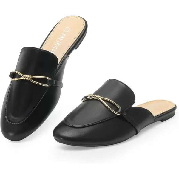 MUSSHOE Women Mules Comfortable Pointed Toe Mules for Women Flats with Buckle