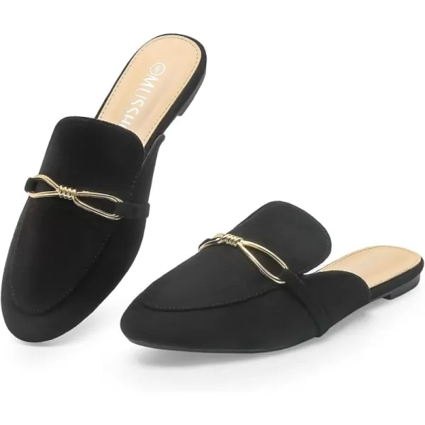 MUSSHOE Women Mules Comfortable Pointed Toe Mules for Women Flats with Buckle