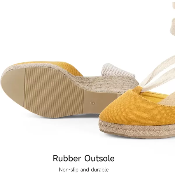 MUSSHOE Wedge Sandals for Women Closed Toe Lace Up Espadrille Wedge for Women