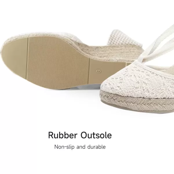 MUSSHOE Wedge Sandals for Women Closed Toe Lace Up Espadrille Wedge for Women