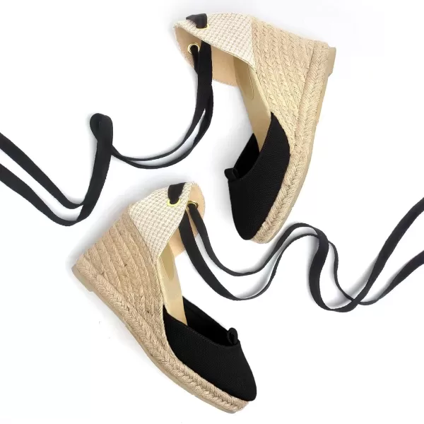MUSSHOE Wedge Sandals for Women Closed Toe Lace Up Espadrille Wedge for Women