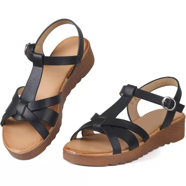MUSSHOE Platform Sandals for Women Open Toe Espadrille Platform Sandals