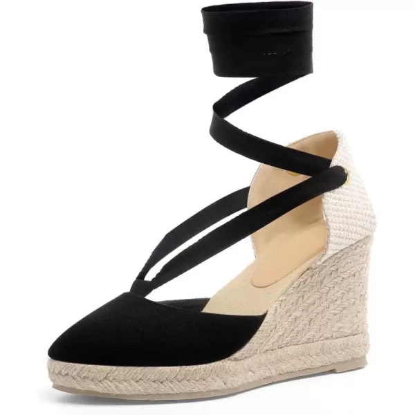 MUSSHOE Wedge Sandals for Women Closed Toe Lace Up Espadrille Wedge for Women