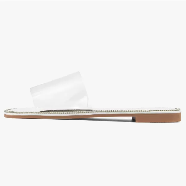 MUSSHOE Women's Clear Flat Sandals Transparent Summer Slide Sandals for Women Dressy