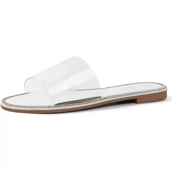 MUSSHOE Women's Clear Flat Sandals Transparent Summer Slide Sandals for Women Dressy
