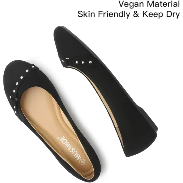 MUSSHOE Flat Shoes Women Round Toe Comfortable Slip On Women Flats with Bow