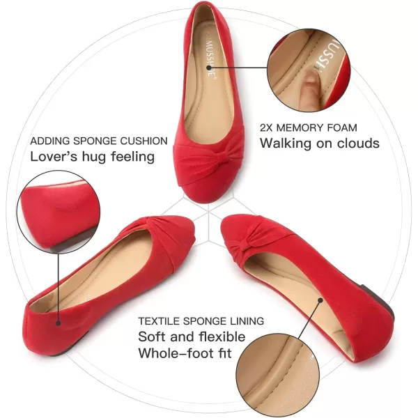 MUSSHOE Flat Shoes Women Round Toe Comfortable Slip On Women Flats with Bow