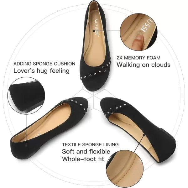 MUSSHOE Flat Shoes Women Round Toe Comfortable Slip On Women Flats with Bow