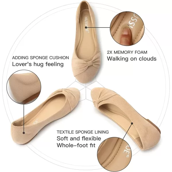 MUSSHOE Flat Shoes Women Round Toe Comfortable Slip On Women Flats with Bow