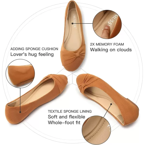 MUSSHOE Flat Shoes Women Round Toe Comfortable Slip On Women Flats with Bow