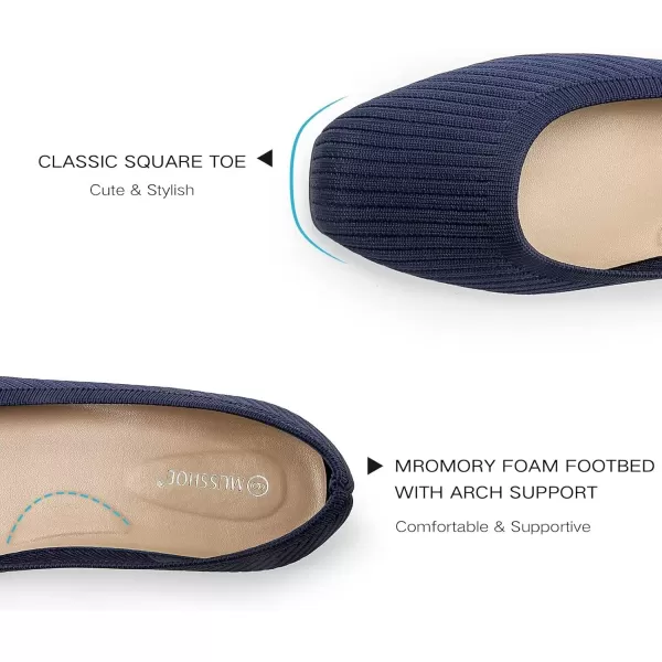 MUSSHOE Flats Shoes Women Comfortable Square Toe Breathable Women's Flats