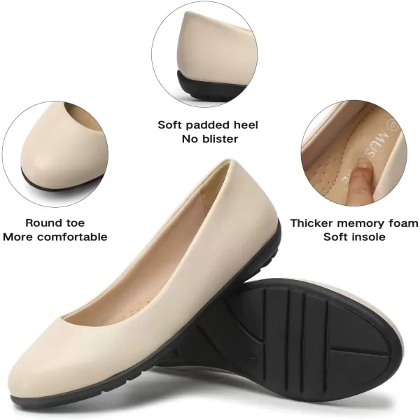 MUSSHOE Flats Shoes for Women Dressy Comfortable Slip-on Flats for Women Round Toe